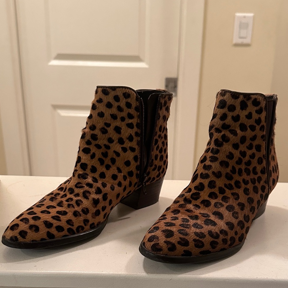 Zara Brown and Black Animal Print Ankle Boots